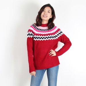 NWT, Red & White Geometric Embellished Sweater